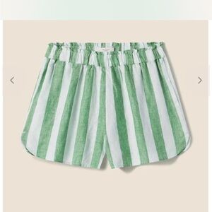 Trovata High Waist Green and White Striped Shorts